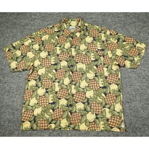 Old Maui Hawaiian Shirt Mens Extra Large Blue Print All Over Pineapple 100% Silk